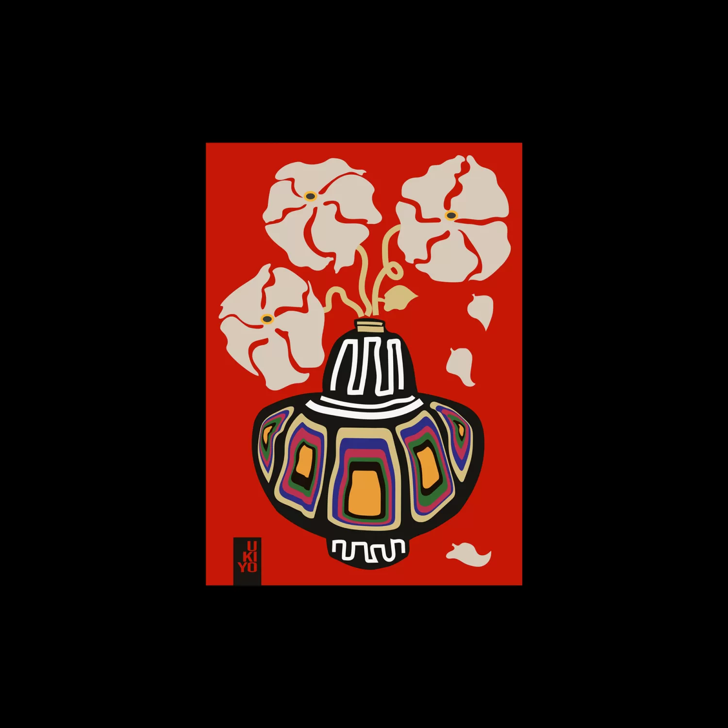 Plakat Ukiyo Vase Flower Rainbow Red 50 X 70 Cm*Søstrene Grene Discount